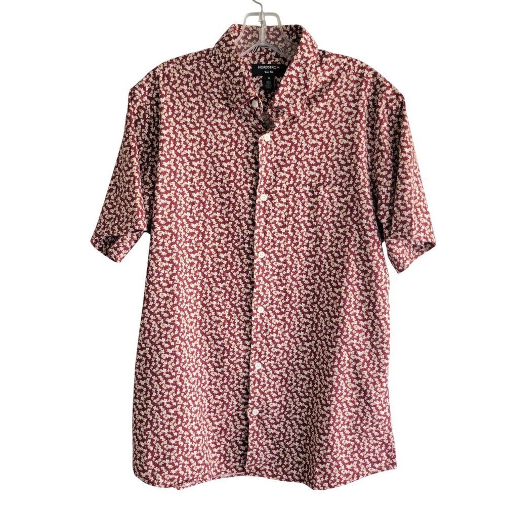 Nordstrom Trim Fit Men's Floral Short Sleeve Shirt Size M